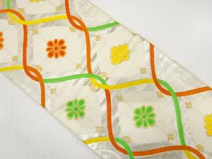 アンティーク　組紐に若松・花模様織り出し袋帯（材料）